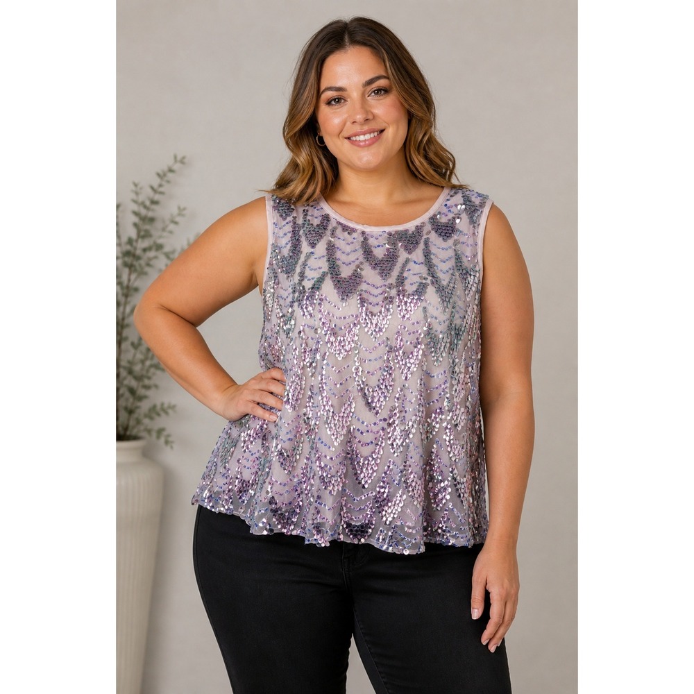 Torrid Sequin Shell Crop Top Womens 1X 14-16 Sleeveless Party Tank 41965921